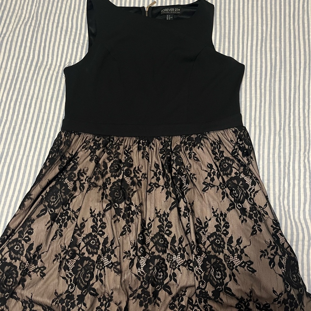 Forever 21 Black Lace-OverlayDress